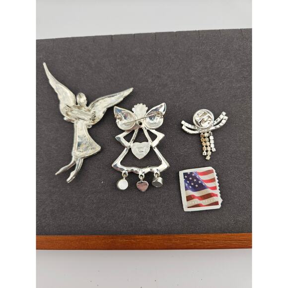 Vintage Angel Brooch Pins Silver Tone Set Of 3 Christian Religious Christmas - Picture 4 of 5